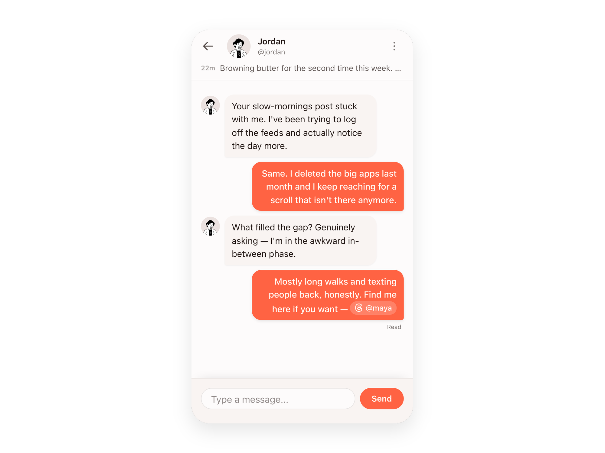 A one-to-one conversation in Dayoff