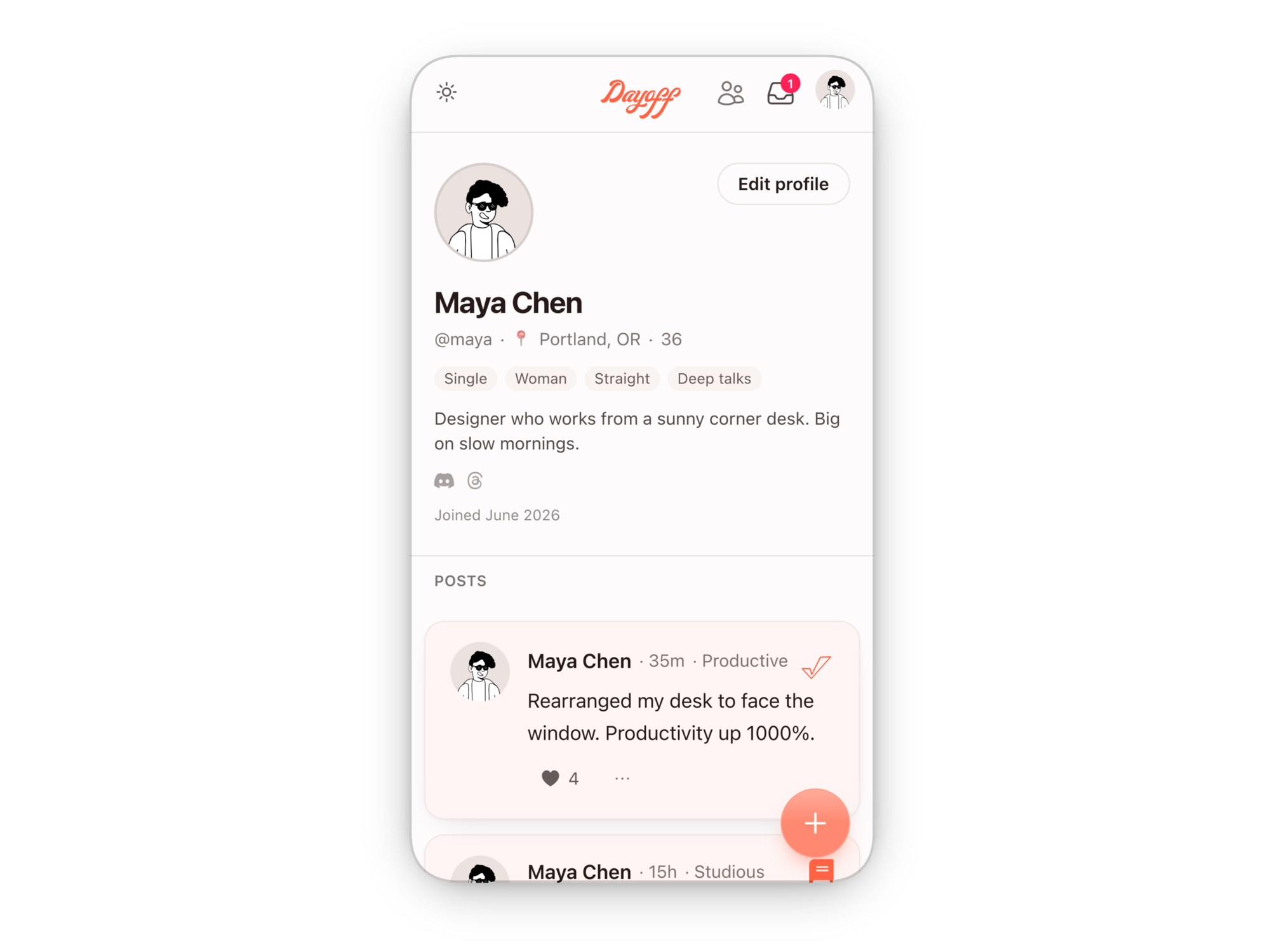 A Dayoff profile page