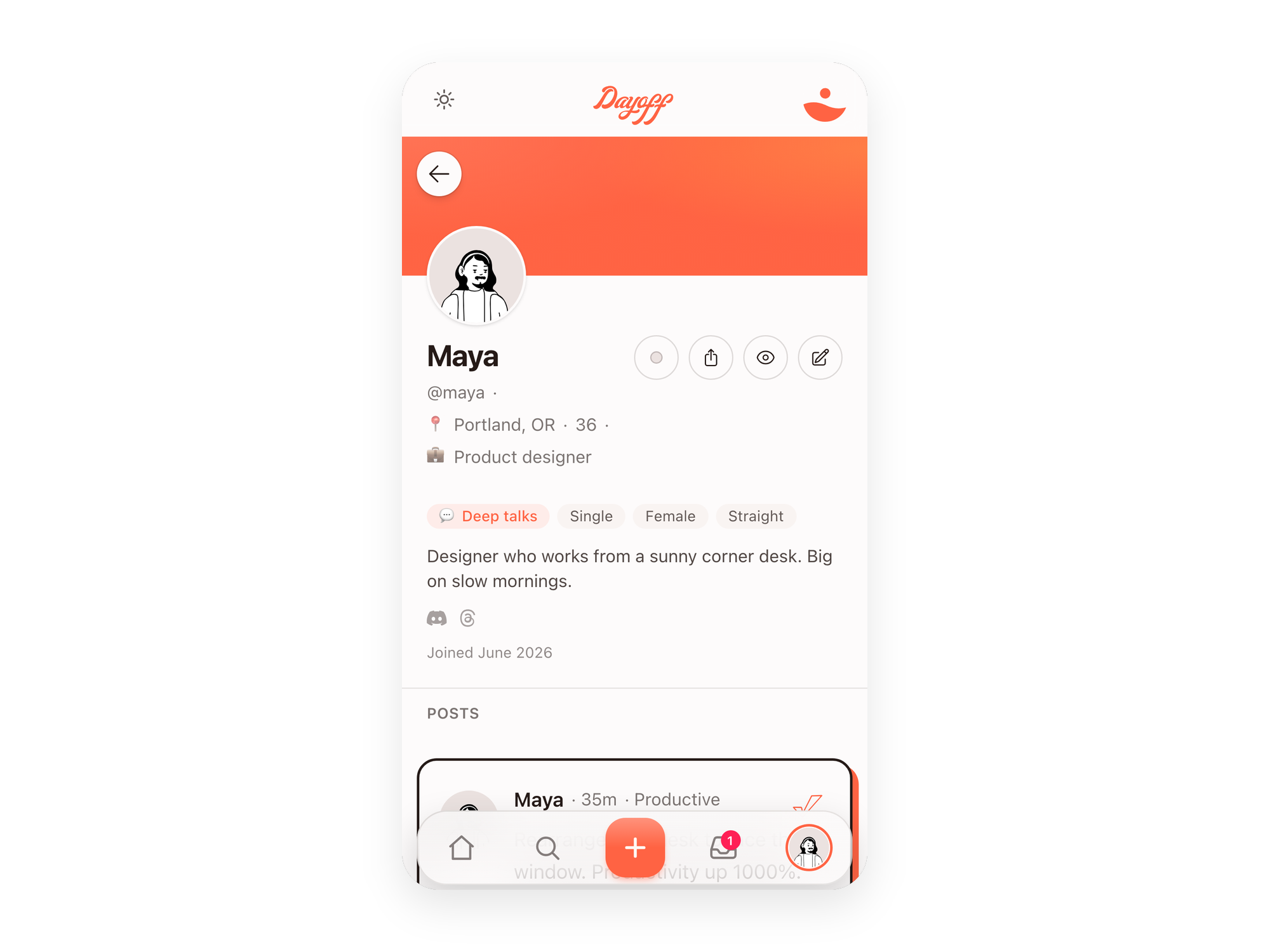 A Dayoff profile page